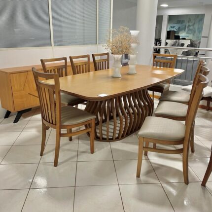 Conjunto Mesa de Jantar Quadrada - ELITTE PLUS com 8 cadeiras - AKILA